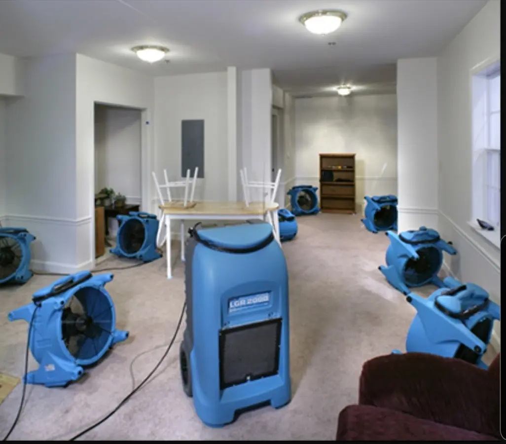 Air movers and dehumidifier setup for Water Extraction & Removal in Morgan Hill