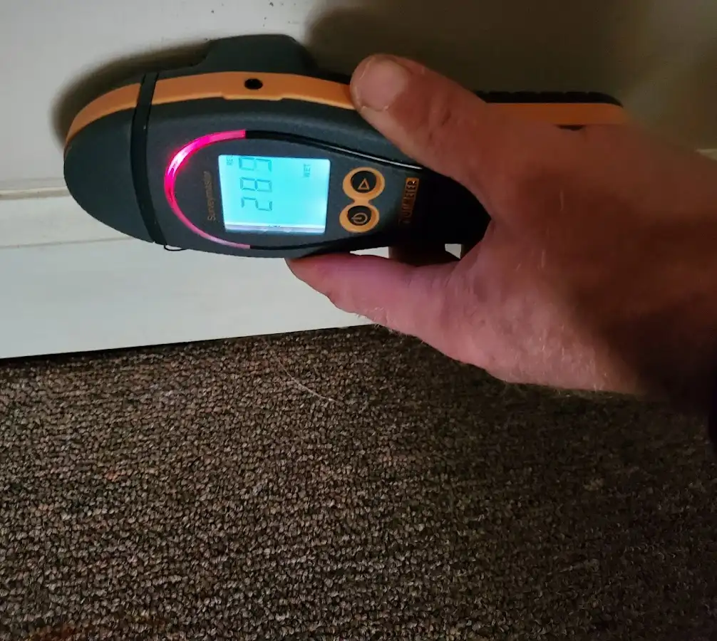 Moisture detection at baseboard during Burst Pipe Cleanup in Morgan Hill